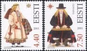 Estonia 2001 Traditional Costumes/ Clothes/ Textiles/ Design/ Heritage/ Music 2v set (ee1129)