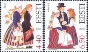 Estonia 2003 Traditional Folk Costumes/ Clothes/ Textiles/ Design/ Heritage 2v set (ee1303)