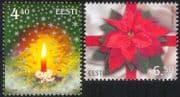 Estonia 2004 Christmas/ Greetings/ Candle/ Flame/ Poinsettia/ Flowers/ Nature 2v set (ee1026)