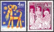 Estonia 2005 Christmas/ Greetings/ Nativity/ Magi/ Art/ Straw Goat 2v set (ee1027)