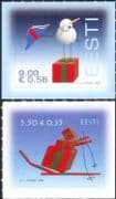 Estonia 2008 Christmas/ Greetings/ Presents /Snowman/ Skiing/ Animation 2v set s/a (ee1030)