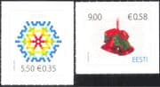 Estonia 2009 Christmas/ Greetings/ Snowflake/ Bells/ Ribbon/ Music/ Instruments 2v set s/a (ee1031)