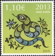 Estonia 2013 YO Snake/ Animals/ Nature/ Astrology/ Lunar Zodiac/ Fortune/ Luck/ Greetings 1v ee1246