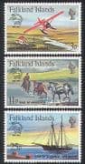 Falklands 1979 UPU/ Aircraft/ Horses/ Ship/ Planes/ Aviation/ Transport 3v set (n39972)