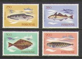 Faroes 1983 Fish  /  Boats  /  Fishing 4v set (n20584)