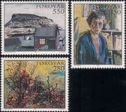 Faroes 1985 Art/ Paintings/ People/ Artists/ Painters/ Buildings/ Nature 3v set (n30264)