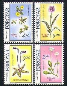 Faroes 1988 Flowers  /  Nature  /  Orchid  /  Plants 4v set b5246