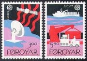 Faroes 1988 Radio / Satellite / Ship / Europa / Communications / Crane / Truck 2v set b1527