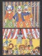 Faroes 2002 Europa / Circus / Clowns / Lion / Animals / Art / Animation 2v set (n30258)