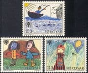 Faroes/Faroe Islands 1979 International Year of the Child/ Children's Art/ Painting/ Boat/ Costumes 3v set (n42904)