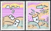 Faroes/faroe Islands 1986 Europa/ Whales/ Ships/ Pollution/ marine Environment/ Conservation/ Animation 2v set (b3281)