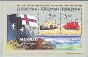 Faroes/ Faroe Islands 1990 Faroese Flag 50th Anniversary/ Ships/ Boats/ Sailing/ Transport 3v m/s (b647)