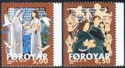 Faroes/ Faroe Islands 2001 Christmas/ Greetings/ Doves/ Nativity/ Angel/ Birds/ Animation 2v set (n29915)
