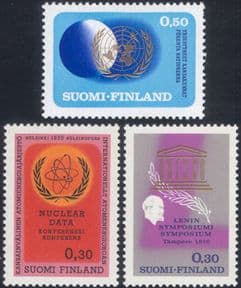 Finland 1970  UN/ United Nations 25th/ Nuclear Energy/ Lenin/ UNESCO  3v set  n13607q)