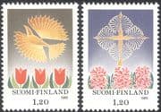 Finland 1985 Christmas/ Greetings/ Flowers/ Tulips/ Cross/ Nature/ Plants 2v set (n13607d)