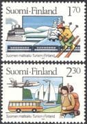 Finland 1987 Tourism/ Trains/ Rail/ Railway/ Ship/ /Boat/ Plane/ Aviation/ Bus/ Motoring/ Skiing/ Walking/ Transport/ Sports 2v set (n24846)