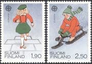 Finland 1989 Europa/ Children's Games/ Leisure/ Pastimes/ Tobogganing 2v set (s333j)