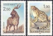 Finland 1989 Helsinki Zoo 100th/ Snow Leopard/ Markhor Goat/ Animals/ Nature/ Wildlife/ Conservation/ Cats 2v set (b735e)