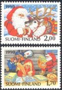 Finland 1990 Christmas/ Greetings/ Santa Claus/ Reindeer/ Brownies/ Elves/ Animals/ Nature 2v set (s143g)