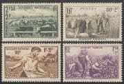 France 1940 Cattle / Grape Picking / Wheat / Farming / Welfare Fund 4v set (n40611)