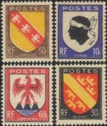 France 1946 French Towns and Provincial Coats-of-Arms/ Heraldry/ Design 4v set (n42801)