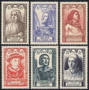 France 1946 Relief Fund  /  Famous People  /  Royalty  /  Joan of Arc  /  Welfare 6v set n34088
