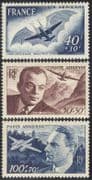 France 1948 Aviation/ Planes/ Transport/ Airmen/ People/ Aircraft/ Pilots/ de Saint-Exupery/ Bat 3v set (n33849)