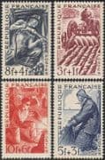 France 1949 Foundry Workers/ Steel Mill/ Coal Mining/ Miner/ Farmer/ Ploughing/ Tractor/ Fisherman 4v set (n31461)