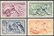 France 1949 National Relief Fund/ Welfare/ Seasons/ Art/ Carving 4v set (n31460)