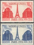 France 1951 UN/ United Nations/ Eiffel Tower/ Palace/ Architecture 2v set (n46515)