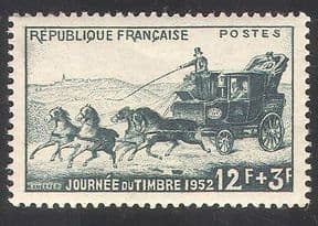 France 1953 Stamp Day  /  Mail-coach  /  Horses  /  Animals  /  Transport  /  Post 1v (n39347)