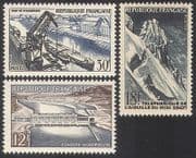 France 1956 Boats / Cranes / Cable Car / Hydro-electric Barrage / Transport 3v (n40724)