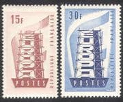 France 1956 Europa / Coal Mining / Steel / Construction / Animation 2v set (n39355)