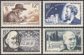 France 1956 Science / People /Astronomy /Beetles /Ship /  Chemistry 4v  n33562