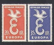 France 1958 Europa / Dove / Animation / Birds 2v set (n35060)