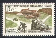 France 1958 Post / Mail / Motorbike / Car / Bike / Postal Transport / Motorcycle 1v (n23236)