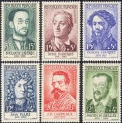 France 1958 Red Cross Fund/ People/ Writers/ Artists/ Sculptors/ Art/ Sailor/ Pirate/ Books/ Literature/ Painters 6v set (n44040)