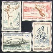 France 1958 Sports / Games / Archery / Wrestling / Boules / Jousting 4v set (n32925)