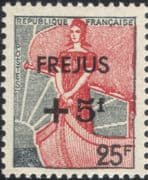 France 1959 Frejus Flood Fund/ Marianne/ Ship/ Boat/ Sail/ Surcharge 1v surch o/p (n45603)