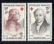 France 1959 Red Cross / Medical / Health / Abbe de l'Epee / Hauy / People 2v set (n27714)