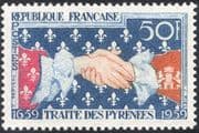 France 1959 Treaty of the Pyrenees/ Clasped Hands/ People/ History/ Heritage/ Coats-of-Arms 1v (n44208)