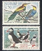 France 1960 Birds / Conservation / Puffins / Bee-eaters / Nature / Wildlife 2v set n24252