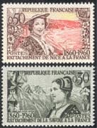 France 1960 Mountains/ Coast/ Women/ Flowers/ Savoy/ Nice/ Costumes 2v set (n33505)