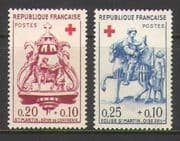 France 1960 Red Cross / Health / Horses / Carving 2v (n20396)