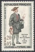 France 1961 Stamp Day / Postman/ Uniforms / Post/ Mail / Animation 1v n30585