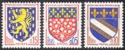 France 1962 French Towns Coats-of-Arms/ Heraldry/ Flowers/ Lions/ Art/ Design 3v set (n41767)