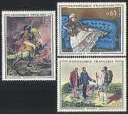 France 1962 Horse / Military / Art / Paintings 3v set n31591