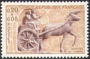France 1963 Stamp Day/ Horses/ Roman Post Chariot/ Transport/ Animals 1v (n42476)