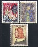 France 1964 Art / Paintings / Unicorn / Tapestry / Weaving 3v set (n32997)
