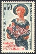 France 1965 Friendship & Welcome Campaign/ Flowers/ Girl /Bouquet/ Nature/ People 1v (n42472)